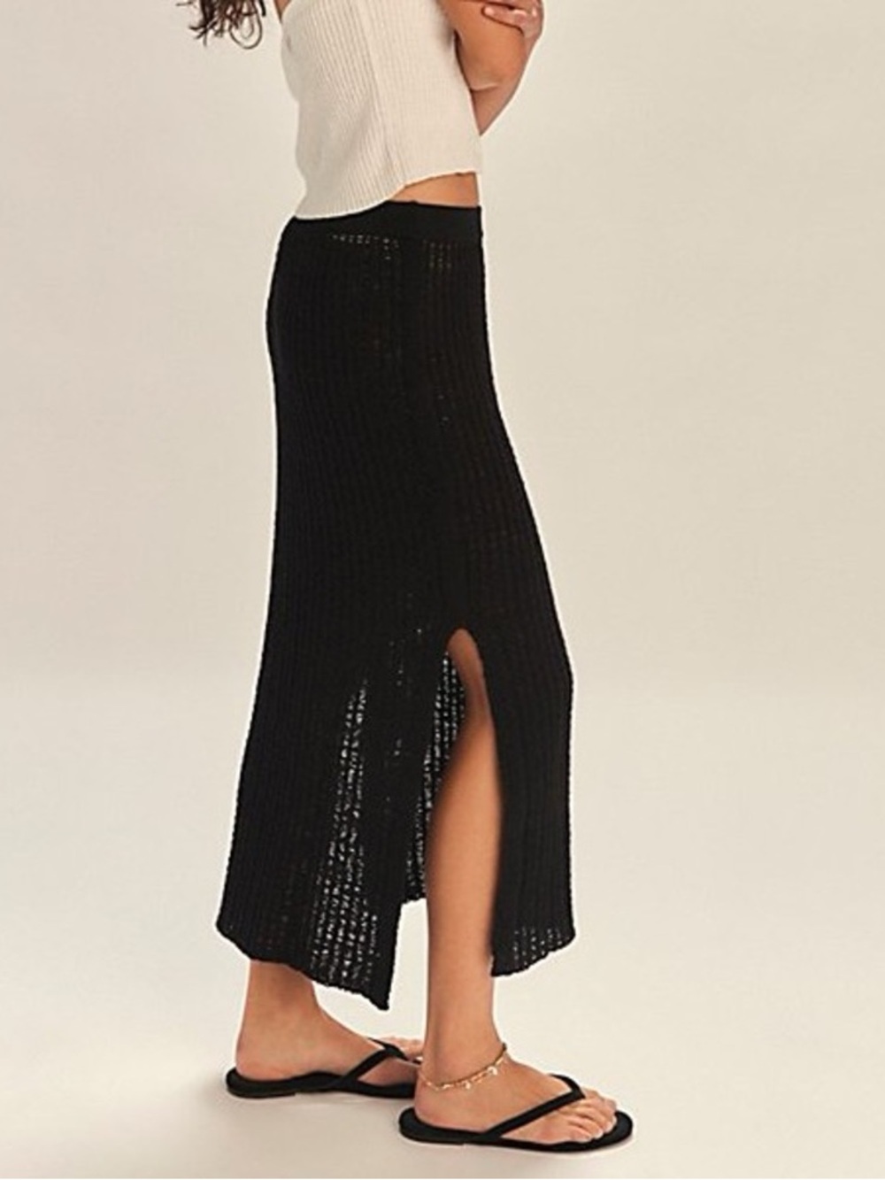 1337. FREE PEOPLE Havana crochet skirt in Black Sz L NWOT